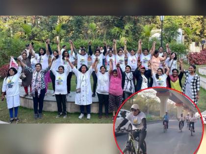 Cycling of women office bearers in ZP Nagpur on the occasion of International Women's Day | महिला दिनानिमत्त जि.प.तील महिला पदाधिकाऱ्यांचे सायकलिंग