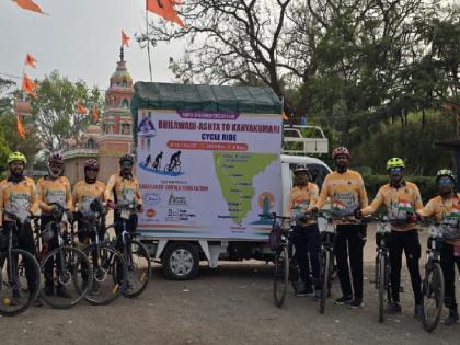 Environmental vigil of Ashta youth on fourteen hundred km cycle journey to Bhilwadi Ashta Kanyakumari | चौदाशे किमी सायकल प्रवासात आष्ट्यातील युवकांचा पर्यावरण जागर, भिलवडी-आष्टा-कन्याकुमारी चौदा जणांची शांतता रॅली