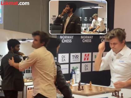 D Gukesh defeated Magnus Carlsen in Norway Chess Tournament former world number 1 was seen punching the table in frustration | VIDEO: बुद्धिबळ स्पर्धेत डी गुकेशने घेतला पराभवाचा बदला; मॅग्नस कार्लसनने असा व्यक्त केला राग D Gukesh defeated Magnus Carlsen in Norway Chess Tournament former world number 1 was seen punching the table in frustration | VIDEO: बुद्धिबळ स्पर्धेत डी गुकेशने घेतला पराभवाचा बदला; मॅग्नस कार्लसनने असा व्यक्त केला राग