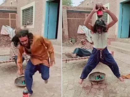 Man doing crazy dance making people laugh watch this funny video | आज्जीसमोर तरूणाने कपडे फाडून केला अजब डान्स, लोक म्हणाले - भावा, तुला करायचं काय आहे?