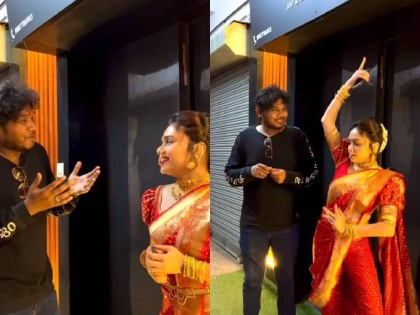 marathi upcoming movie chandramukhi actress amruta khanvilkar and dadus aka vinayak mali dance video viral | Video: ...जेव्हा चंद्रमुखीच्या तालावर नाचतो दादूस; पाहा विनायक माळीचा भन्नाट व्हिडीओ