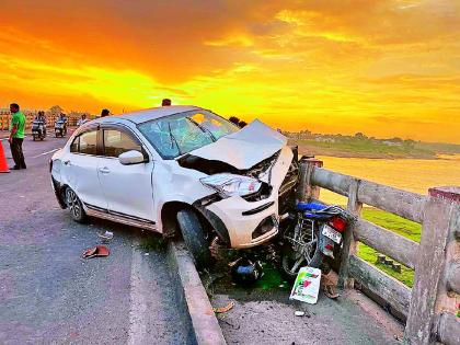 speeding car hits bike; Wife died, son and daughter seriously injured along with husband | सुसाट कारने दाम्पत्याला उडविले; पत्नीचा मृत्यू, पतीसह मुलगा व मुलगी गंभीर जखमी