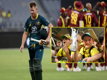 aus vs wi 3rd t20 australia's David Warner gifted his Player of the Series award to a young fan after the match | AUS vs WI: मायदेशात वॉर्नरचा अखेरचा सामना; 'मालिकावीर' पुरस्कार चिमुकल्याला दिला 'भेट'