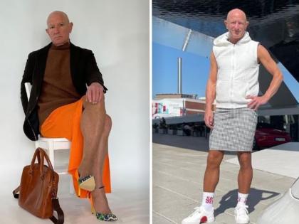 61 year old man wear skirt and high heels to office from last 4 years | महिलांसारखे स्कर्ट-हाय हील्स घालून ऑफिसला जातो, कारण वाचून तुम्हीही म्हणाला शाब्बास!