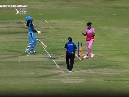 Women's T20 Challenge : Unfortunate run-out for Deandra Dottin: 32 (17), Excellent direct throw from Sharmin Akhter; Supernovas: 50/1 (5), Video  | Women's T20 Challenge : IPL 2022तही पाहिला नसेल असा रन आऊट; शर्मिनच्या भन्नाट थ्रोने ६ चेंडूंत २६ धावा कुटणाऱ्या डिएंड्रा डॉटीनचा खेळ संपुष्टात, Video  