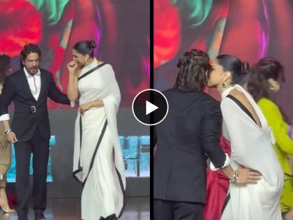 deepika padukone kisses shah rukh khan in jawan success party video viral | ...अन् भर कार्यक्रमात दीपिकाने शाहरुखला केलं किस; 'जवान'च्या सक्सेस पार्टीतील 'तो' व्हिडिओ व्हायरल