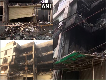 Delhi Mundka Fire Morning visuals from the spot where a massive fire broke out in a building 13 May 27 people died and 12 got injured in the fire incident, | दिल्लीत अग्नितांडव, २७ जणांचा मृत्यू; पंतप्रधानांकडून नुकसान भरपाईची घोषणा, मालक अटकेत