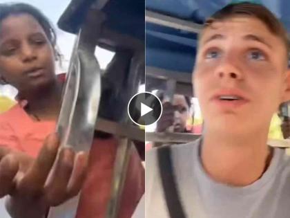 delhi beggar girls chased foreign tourist in e rickshaw for money video viral | पैशासाठी परदेशी पर्यटकांच्या मागे धावल्या मुली, जीव धोक्यात घालून ई-रिक्षाला लटकल्या अन्...