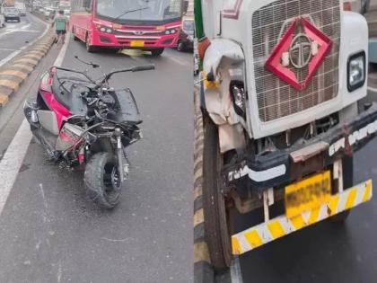 Three people died in a collision motorcycle and dumper on Parel Bridge in Mumbai | परळ पुलावर डंपर-दुचाकीमध्ये भीषण अपघात; दोन तरुणींसह तिघांचा मृत्यू