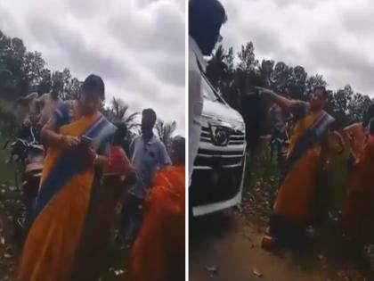 'Go die under a bus': HD DeveGowda's daughter-in-law screams at biker in Karnataka's Udupi | बसखाली जाऊन मर, माझी कार दीड कोटीची; माजी पंतप्रधानांची सून भडकली