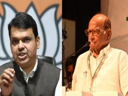 sharad Pawar's language of party merger due to change of atmosphere..." Devendra Fadnavis' criticism at Mahayuti's campaign meeting | "हवा बदलल्यामुळे पवारांची पक्ष विलीनीकरणाची भाषा..." महायुतीच्या प्रचार सभेत देवेंद्र फडणवीसांची टीका