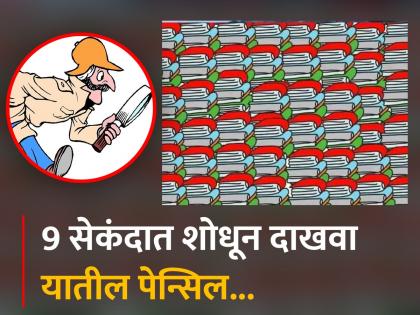 Optical Illusion : Can you find a pencil among crowd of books within 9 seconds | Optical Illusion : पुस्तकांमध्ये लपवली आहे एक पेन्सिल, 9 सेकंदात शोधायचं आहे चॅलेंज!