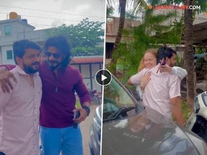 bigg boss marathi season 5 vaibhav chavan and irina rudakova went to kolhapur to meet dhananjay powar video viral  | ग्रेट भेट! वैभव चव्हाण, परदेसी गर्ल इरिनाची कोल्हापूर वारी; धनंजय पोवार दिसताच मिठी मारली अन्... 