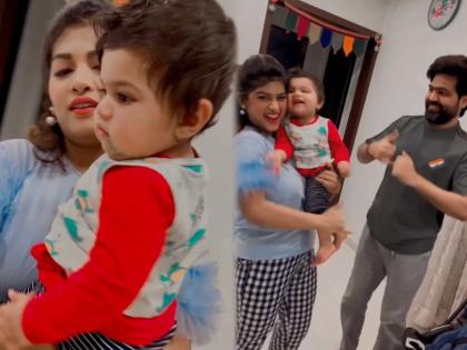 marathi tv actress dhanashri kadgaonkar share dance video with her baby | आईच्या पावलावर पाऊल; धनश्री काडगांवकरच्या चिमुकल्या लेकानेही फॉलो केला ट्रेंड