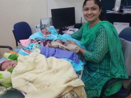 Welcome to the hospital of four 'Savitri' who took birth of girl child! | बुलडाणा : बालिकादिनी जन्म घेणा-या चार ‘सावित्रीं’चे रुग्णालय प्रशासनाने केले स्वागत!