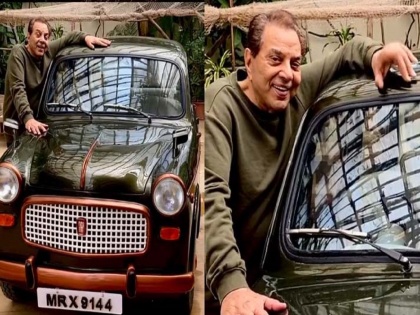 bollywood actor dharmendra shared a video of the first car fiat in marathi | धर्मेन्द्र यांची पहिली कार, अगदी नव्याकोऱ्या कारसारखी...; किंमत पाहून चकित व्हाल