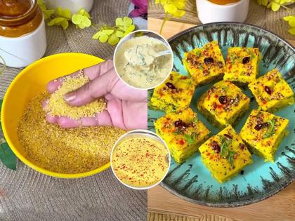 वाटीभर दलिया-बेसनाचा करा मऊ- जाळीदार ढोकळा, २० मिनिटांत होईल दुप्पट फुगून कापसासारखा स्पाँजी- सोपी रेसिपी - Marathi News | how to make soft spongy dhokla at home instant daliya besan dhokla in 20 minutes healthy dhokla recipe for weight loss one bowl dhokla recipe without eno | Latest sakhi News at Lokmat.com