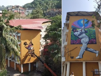 Cricketer Dilip Sardesai's 'Masterstroke' wall painting in goa | क्रिकेटपटू दिलीप सरदेसाईंचा 'मास्टरस्ट्रोक' झळकला भिंतीवर!