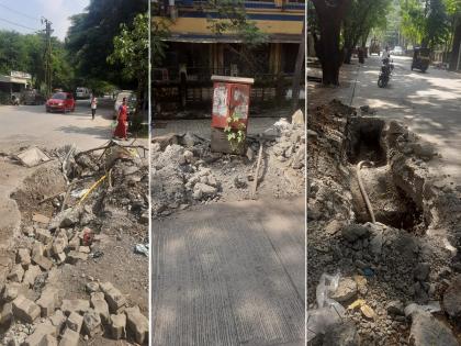 Construction of good roads in MIDC in full swing; Danger to water and electricity channels | एमआयडीसीत चांगले रस्ते उखडण्याचे काम जोरात; जल, वीज वाहिन्याना धोका