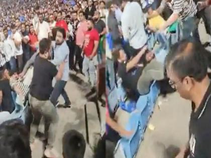  During the IPL 2023 match between Delhi Capitals and Sunrisers Hyderabad in new Delhi, a video of a fight between some fans is going viral  | IPL 2023 मध्ये WWEचा थरार; SRH vs DC सामन्यादरम्यान चाहत्यांमध्ये हाणामारी, Video Viral