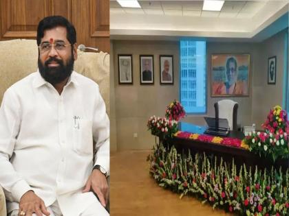 Photo of Dharmaveer Anand Dighe with Balasaheb Thackeray! This is the hall of Chief Minister Eknath Shinde | Eknath Shinde: बाळासाहेबांसोबत धर्मवीर आनंद दिघेंचाही फोटो! असं आहे मुख्यमंत्री एकनाथ शिंदे यांचं दालन