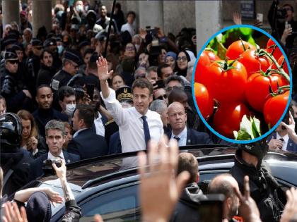 Emmanuel Macron | France President Emmanuel Macron attacked by tomatoes | Emmanuel Macron: विजयानंतर जनतेत गेले फ्रान्सचे राष्ट्राध्यक्ष, लोकांनी फेकून मारले टमाटे, Video व्हायरल