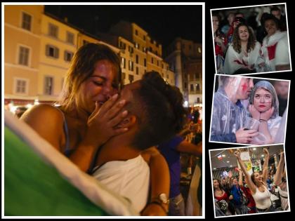 Euro 2020 Final : I̶t̶'̶s̶ ̶c̶o̶m̶i̶n̶g̶ ̶H̶O̶M̶E̶, It's gone to Rome!; इटलीत जल्लोष, तर इंग्लंडमध्ये सन्नाटा; साऱ्यांनाच पडला कोरोनाचा विसर!