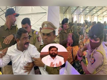 Chaos at Akhil Bharatiya Marathi Sahitya Sammelan wardha; Slogan raising against CM Eknath Shinde | Video : मुख्यमंत्र्यांच्या भाषणाला 'पन्नास खोके अन् वेगळ्या विदर्भा’ची सलामी!