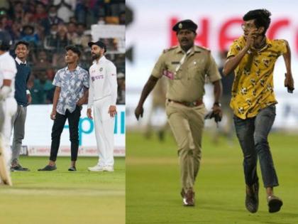 IND vs SL, 2nd Test Live Updates : Four fans who breached the security yesterday at Chinnaswamy Stadium were taken into custody and FIR has been lodged against them. 2 of them are minor  | IND vs SL, 2nd Test Live Updates : Virat Kohliच्या विनंतीला केराची टोपली; मैदानावर घुसलेल्या त्या फॅन्सना 'जेल'ची हवा, FIR दाखल