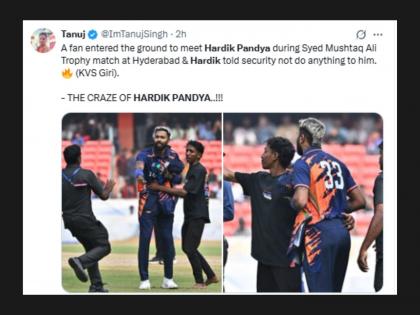  Fan Entered Ground To Meet Hardik Pandya During Syed Mushtaq Ali Trophy