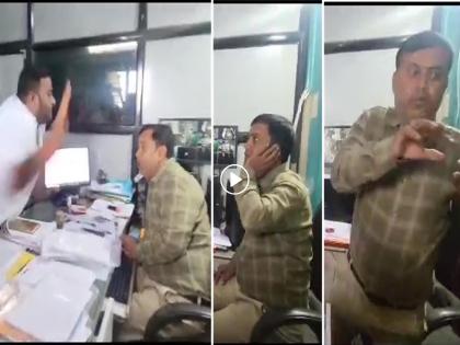 The 'Swabhimani Shetkari Sanghatana's activits was aggressive, beats the bank of maharashtara manager | अनुदान का थकविले? 'स्वाभिमानी'च्या पदाधिकाऱ्यांनी बँक मॅनेजरच्या कानशिलात लगावली