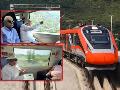farooq abdullah reaches katra railway station on the vande bharat express from srinagar and get emotional when train reach chenab bridge | फारुक अब्दुल्ला यांचा ‘वंदे भारत’ने प्रवास, चिनाब नदीवरील पुल येताच झाले भावुक; म्हणाले... farooq abdullah reaches katra railway station on the vande bharat express from srinagar and get emotional when train reach chenab bridge | फारुक अब्दुल्ला यांचा ‘वंदे भारत’ने प्रवास, चिनाब नदीवरील पुल येताच झाले भावुक; म्हणाले...