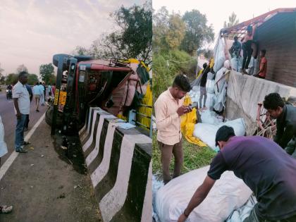 A truck carrying illegal gutka overturned Gutkha worth lakhs of rupees seized from the spot | अवैध गुटखा घेवून जाणारा ट्रक उलटला, घटनास्थळावरून लाखो रुपयांचा गुटखा जप्त