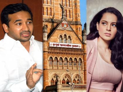 BMC team goin to Khan’s Mannat next? Ask by BJP Nitesh Rane over Kangana Ranaut house Demolition | Nitesh Rane : “कायद्यापुढे कोणीही मोठा नाही; BMC शाहरुख खानच्या मन्नत बंगल्यावर कारवाई करणार का?”