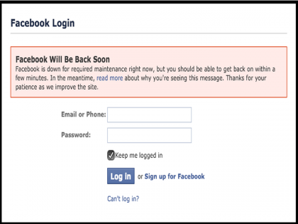 Will Be Back Soon; Facebook Stop due to technical problems | Will Be Back Soon; फेसबुकची युजर्संना ग्वाही 