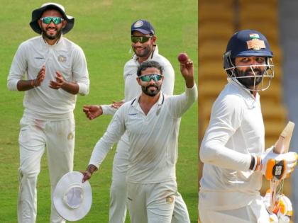 Ravindra Jadeja Takes 5 Wicket Haul Against Delhi And Also Complete 200 Wickets In Ranji Trophy 2025 | रिषभ पंतच्या संघाविरुद्ध जड्डूची हवा; 'पंजा' मारत साधला 'द्विशतकी' डाव