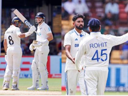 Ind vs Nz Rachin Ravindra Century And Tim Southee Fifty New Zealand scores 402 Kuldeep Jadeja picks three wickets | IND vs NZ : रचिनची सेंच्युरी अन् साउदीची फिफ्टी; न्यूझीलंडचा पहिला डाव ४०० पार