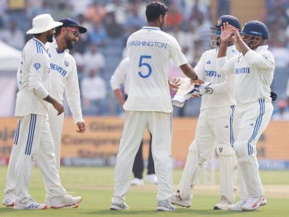 IND vs NZ 2nd Test Day 1 New Zealand 1st Innings 259 all out Washington Sundar picks seven wickets | पुण्याच्या मैदानात Washington Sundar चा जलवा! न्यूझीलंडचा पहिला डाव २५९ धावांत आटोपला