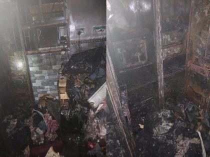 A fire broke out in a closed house in Mubra, the contents of the house got burnt | मुब्र्यात बंद घरामध्ये लागली आग, घरातील साहित्य जळून खाक