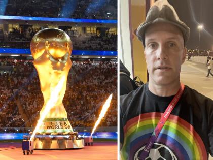 fifa world cup 2022 controversy us journalist denied entry in football match for wearing rainbow t shirt here is reason | FIFA World Cup, Rainbow T-Shirt: इंद्रधनुष्याचा टी-शर्ट घातलेल्या अमेरिकन पत्रकाराला सुरक्षारक्षकांनी मॅच बघण्यापासून रोखलं, जाणून घ्या कारण...