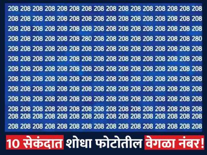 Optical Illusion : Can you find different number in 10 second along with 208 | चॅलेंज! 10 सेकंदात शोधून दाखवा फोटोतील वेगळा नंबर, शोधाल तर ठराल जीनिअस!