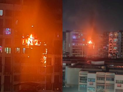 fire breaks out in High-rise building Kalyan khadakpada; Spread over three floors | कल्याणमध्ये उंच इमारतीला भीषण आग; तीन मजल्यांवर पसरली