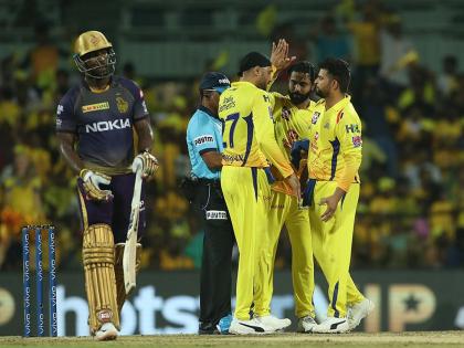 IPL 2019: Kolkata Knight Riders given 109 runs target to Chennai Super Kings |  IPL 2019 : चेन्नईपुढे कोलकात्याचे लोटांगण