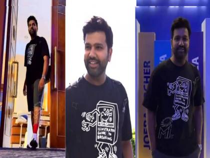   For ipl 2023, Mumbai Indians captain Rohit Sharma joins the team's contingent by making a hero style entry, watch video   | VIDEO : "मुंबईचा राजा आला रे...", हिरो स्टाईलमध्ये एन्ट्री घेत 'हिटमॅन' मुंबईच्या ताफ्यात सामील