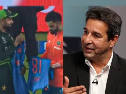  Former Pakistan captain Wasim Akram was furious after Babar Azam took his signed Team India jersey from Virat Kohli after the IND vs PAK match in ICC ODI World Cup 2023  | "बाबरनं असं करायला नको होतं...", विराटकडून भारतीय 'जर्सी' घेताच वसिम अक्रम संतापला