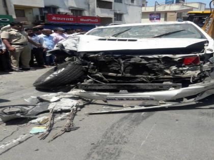 high speedly Fortune car entered in the hotel; One killed and two injured | VIDEO : भरधाव फॉर्च्युनर कार हॉटेलात घुसली ; एक ठार आणि दोघे जखमी 