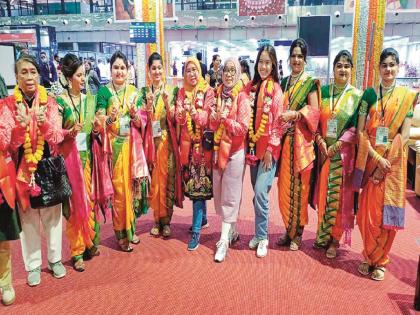 G20 Summit...and foreign guests take Paithani Shella to heart; Overwhelmed by traditional welcome | G20 Summit...अन् विदेशी पाहुण्यांनी पैठणी शेला धरला हृदयाशी; पारंपारिक स्वागताने भारावले