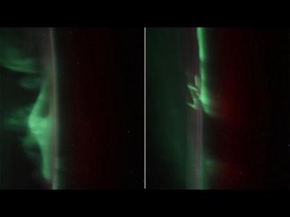 Amazing dance of green aurora in night sky captured from ISS | VIDEO : आकाशात दिसला अद्भुत नजारा, जणू खाली पडत आहेत तारे....