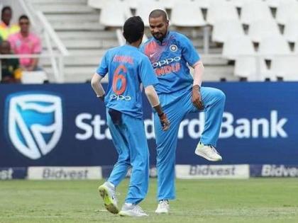 India vs New Zealand 5th ODI: ... and once again Shikhar Dhawan done celebration | India vs New Zealand 5th ODI : ... आणि पुन्हा एकदा गब्बरने मांडी थोपटली