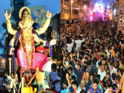 Ganesh immersion ceremony held for 26 hours in Kolhapur | डी.जे.च्या आवाजातही पारंपरिक वाद्यांचा ठसा, कोल्हापुरात सव्वीस तास रंगला विसर्जन सोहळा Ganesh immersion ceremony held for 26 hours in Kolhapur | डी.जे.च्या आवाजातही पारंपरिक वाद्यांचा ठसा, कोल्हापुरात सव्वीस तास रंगला विसर्जन सोहळा